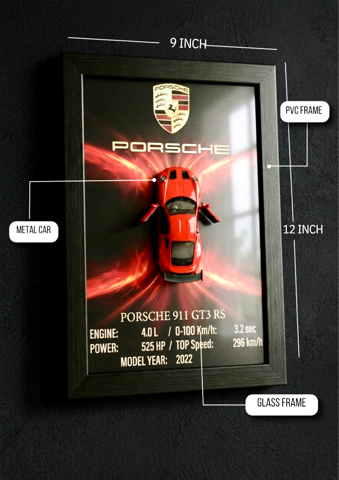 Porsche 911 GT3 — 3D Die-Cast Metal Car Frame