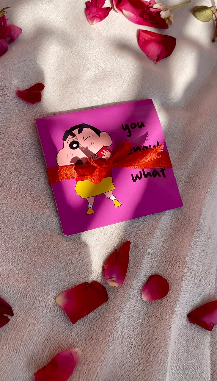 Shinchan Hug Card with Heart Necklace | Greeting Card Gift
